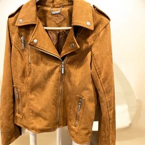 Jou Jou Women's Brown Faux Vegan Suede Jacket L